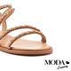 涼鞋 MODA Luxury 時髦金屬鏈條羊皮平底涼鞋－杏 product thumbnail 6