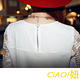 【CiAO妞】弧形開衩蕾絲袖雪紡上衣 (白色) product thumbnail 5