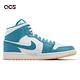 Nike 休閒鞋 Air Jordan 1 Mid 男鞋 藍 白 中筒 Aquatone 黃底 AJ1 喬丹 DQ8426-400 product thumbnail 3