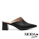 拖鞋 MODA Luxury 不對稱剪裁素面牛皮尖頭高跟穆勒拖鞋－黑 product thumbnail 3