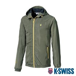 K-SWISS Fleece Jacket刷毛防風外套-男-軍綠