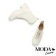 短靴 MODA Luxury 率性時髦異材質拼接粗高跟短靴－白 product thumbnail 5