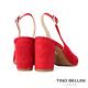 Tino Bellini 西班牙進口都會女伶尖頭後繫帶牛麂皮粗跟鞋-紅 product thumbnail 5