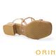 (換季出清美鞋)ORIN 精緻金屬流線低跟涼鞋 棕色 product thumbnail 6