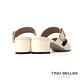 Tino Bellini 尖頭V口牛漆皮寬帶釦環粗跟穆勒鞋-米白 product thumbnail 5