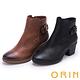 ORIN 流行個性元素 質感鋸齒波紋粗跟短靴-黑色 product thumbnail 7