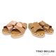 Tino Bellini 雙色曲線皮革草編厚底涼拖鞋-粉 product thumbnail 6