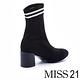 短靴 MISS 21 時髦冬季飛織設計粗跟襪靴－黑 product thumbnail 4