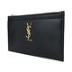 YSL SAINT LAURENT滑面牛皮金屬LOGO手拿包(黑X金) product thumbnail 2