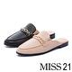 穆勒鞋 MISS 21 經典質感造型飾釦羊皮穆勒低跟拖鞋－黑 product thumbnail 7