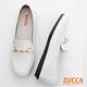 ZUCCA-環釦金屬皮革平底鞋-白-z6902we product thumbnail 4