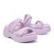 拖鞋 MISS 21 可愛舒適澎感扭結雙寬帶羊皮大頭厚底拖鞋－紫 product thumbnail 2