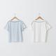 【MASTINA】視覺線條造型-女短袖襯衫 線條 藍 白(二色/版型適中) product thumbnail 6