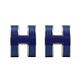 HERMES H POP款LOGO圓弧型耳環(銀/皇家藍) product thumbnail 2
