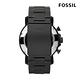 FOSSIL Nate 粗曠帥氣計時手錶 黑色不鏽鋼錶帶 50mm JR1356 product thumbnail 4