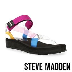 STEVE MADDEN-HENLEY 戶外款交叉魔鬼氈厚底涼鞋-彩色