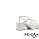 涼鞋 MODA Luxury 簡約純色交叉曲線條帶牛皮方頭粗跟涼鞋－白 product thumbnail 4