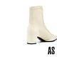 短靴 AS 摩登時尚拉鍊造型異材質尖頭高跟短靴－白 product thumbnail 4