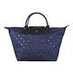 LONGCHAMP Le Pliage Etoiles 星芒漆皮短把摺疊水餃包(中/深藍) product thumbnail 2