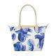 LONGCHAMP SPLASH水花圖案棉質帆布長提把肩背包(小/藍) product thumbnail 4