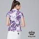 【KING GOLF】女款植物剪影暈染印圖造型POLO衫/高爾夫球衫-紫色 product thumbnail 3