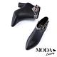短靴 MODA Luxury 典雅都市扭結裝飾牛皮尖頭粗跟短靴－蛇紋 product thumbnail 5