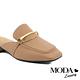 穆勒鞋 MODA Luxury 純色羊皮金屬鏈方頭低跟穆勒拖鞋－杏 product thumbnail 6