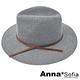 AnnaSofia 麂絨繩結帶 線織寬簷遮陽紳士帽爵士帽(深灰系) product thumbnail 4