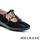 低跟鞋 MELROSE 美樂斯 簡約復古雙繫帶全真皮瑪莉珍方頭低跟鞋－黑 product thumbnail 6
