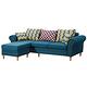 文創集 布西亞時尚藍棉布L型獨立筒沙發組合(三人座＋椅凳)-232x145x74cm免組 product thumbnail 2