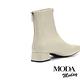 短靴  MODA MODAY 極簡柔美彈力純色方頭Q底低跟短靴－白 product thumbnail 4