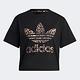 Adidas T-Shirt Logo HK5187 女 短袖 上衣 T恤 經典 豹紋 LOGO 短版 三葉草 黑 product thumbnail 4