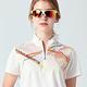 【Lynx Golf】女款吸濕排汗網眼材質半身曲線短袖立領POLO衫-白色 product thumbnail 5