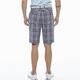 【Lynx Golf】男款彈性舒適格紋口袋出芽設計平口休閒短褲-深藍色 product thumbnail 4