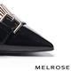 低跟鞋 MELROSE 知性時髦金屬飾釦異材質拼接全真皮尖頭低跟鞋－黑白 product thumbnail 6