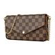 LV N63032棋盤格LOGO Damier Ebène帆布鏈帶扣式斜背手拿長夾(櫻桃紅 product thumbnail 2