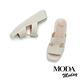 拖鞋  MODA MODAY 個性雙寬繫帶編織漆超纖方頭厚底拖鞋－白 product thumbnail 5