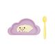韓國【Mothers Corn】1+1軟萌薰衣草雲朵紫單格矽膠餐盤+矽膠湯匙 2入組 product thumbnail 2