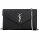 YSL Saint Laurent Monogram 銀字絎縫魚子醬牛皮鍊帶斜背包(大型/黑色) product thumbnail 2