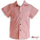 復古條紋造型鈕扣短袖襯衫*2386紅 product thumbnail 2