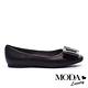 平底鞋 MODA Luxury 柔美雅緻璀璨白鑽方飾釦真皮方頭平底鞋－黑 product thumbnail 3