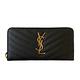 YSL SAINT LAURENT Monogram 魚子醬 牛皮 金logo 拉鍊式 皮夾 長夾 黑色 product thumbnail 2