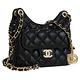 CHANEL Hobo Bag 經典雙C LOGO小牛皮金練斜背包/流浪包(黑/金) product thumbnail 2