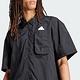 Adidas M CE Q2 Shirt [IR5188] 男 短袖 襯衫 運動 休閒 寬鬆 防潑水 拉鍊 黑 product thumbnail 5