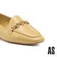低跟鞋 AS 知性時髦鍊條羊皮方頭樂福低跟鞋－黃 product thumbnail 6