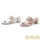 ORIN 布紋羊皮金釦高跟拖鞋 白色 product thumbnail 7