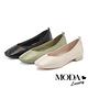 低跟鞋 MODA Luxury  舒適優雅全真皮獨特編織造型方頭低跟鞋－綠 product thumbnail 7