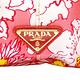 PRADA CANAPA STAMPATA三角LOGO花卉圖案帆布縫線造型手提斜背包(中- product thumbnail 7