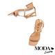 涼鞋 MODA Luxury 迷人氣質一字編織交叉繫帶方頭粗跟涼鞋－咖 product thumbnail 5