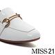 低跟鞋 MISS 21 現代摩登飾釦方頭樂福低跟鞋－白 product thumbnail 6